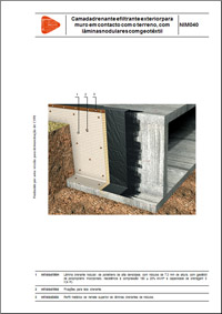 Sistemas de impermeabilización. Capa drenante y filtrante exterior para muro en contacto con el terreno, con láminas nodulares con geotextil