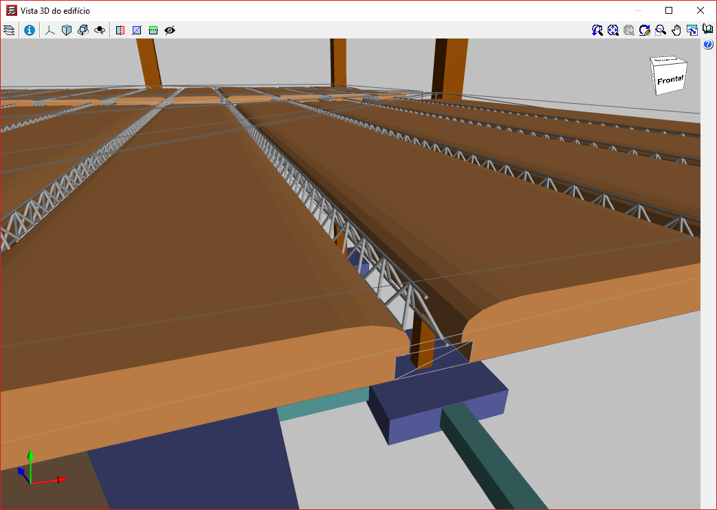 CYPECAD. Vista 3D da estrutura. Novos elementos estruturais nas vistas 3D (vigotas, abobadilhas, painéis de chapa de lajes mistas e cabos de pós-tensão)
