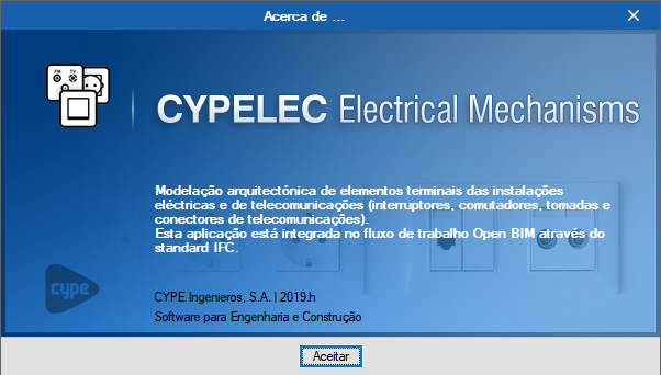 Open BIM Electrical Mechanisms - CYPELEC Electrical Mechanisms. Alteração do nome do programa