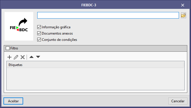 Aplicações com o separador Orçamento. Filtro de etiquetas para a exportação para FIEBDC-3 (.bc3)